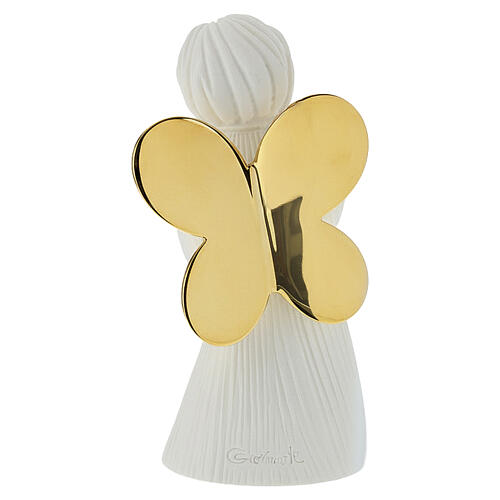 White resin angel figurine with mirror gold finish, 5 in 4