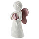 Angelito resina blanca 12 cm corazón y alas rosa brillante s2
