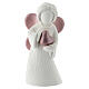 Angioletto resina bianca 12 cm cuore e ali rosa lucido s1