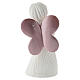 Angioletto resina bianca 12 cm cuore e ali rosa lucido s4