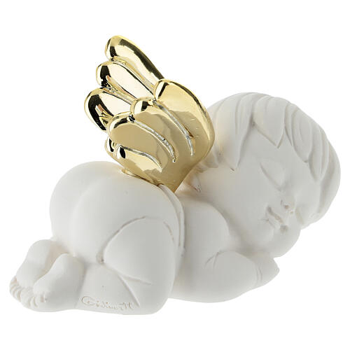 Sleeping angel statuette with gold-coloured wings, 2 in 3