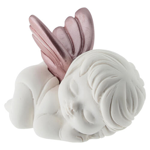 Angelito de resina alas color rosa 5 cm 2