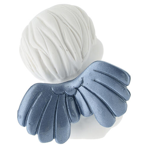 Angel with lantern light-blue wings resin 10 cm 4