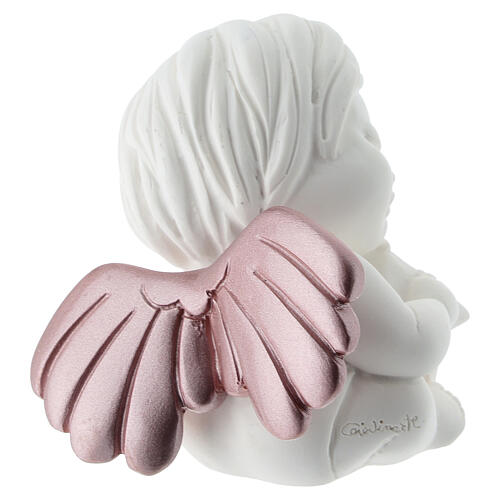 Angioletto ali rosa con lanterna 10cm resina 4