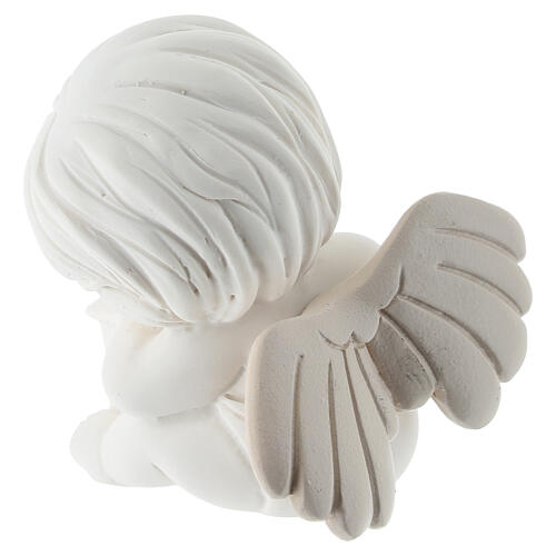 Anjo cor cinza-acastanhado 10 cm apoiado numa lanterna 3