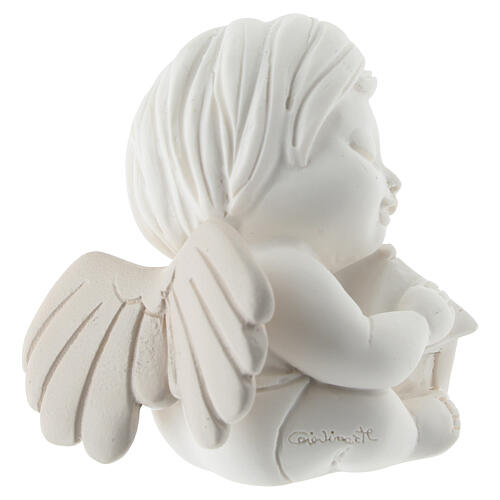 Anjo cor cinza-acastanhado 10 cm apoiado numa lanterna 4