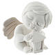 Dove grey angel statue 10 cm leaning on lantern s1