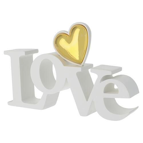 Bagutta favour "Love" inscription with golden heart, 6x10 in 3