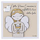 Petit tableau Première Communion ange, calice et hostie pour fille 15x15 cm s1