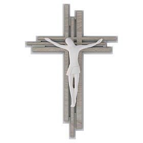 Croce in legno di olmo stilizzato moderno 25x20 cm color tortora