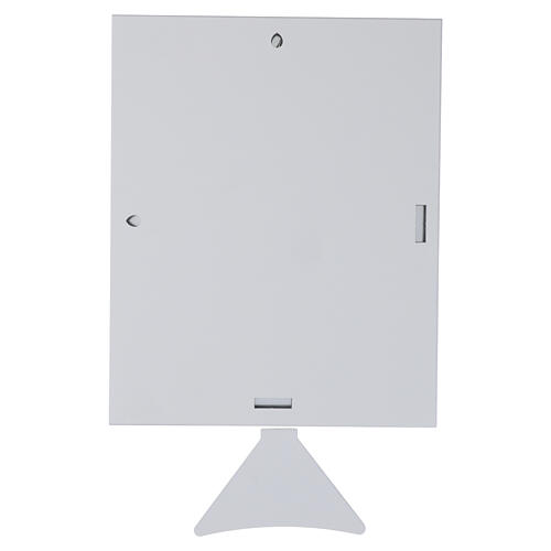 Holy Family, white wooden picture with silver bilaminate, 14x12 in 2