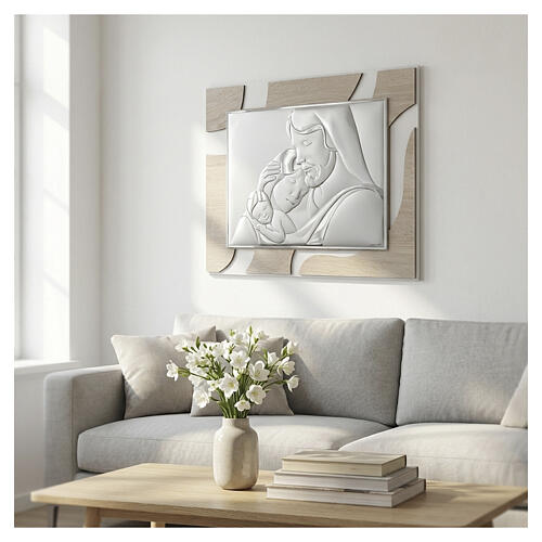 Quadro Sagrada Família prata bilaminada com moldura 45x55 cm 2