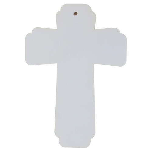 Wood wall crucifix with silvered body, 9x6.5 in 3