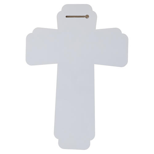 Cristo estilizado prateado em crucifixo de madeira 35x25 cm 3