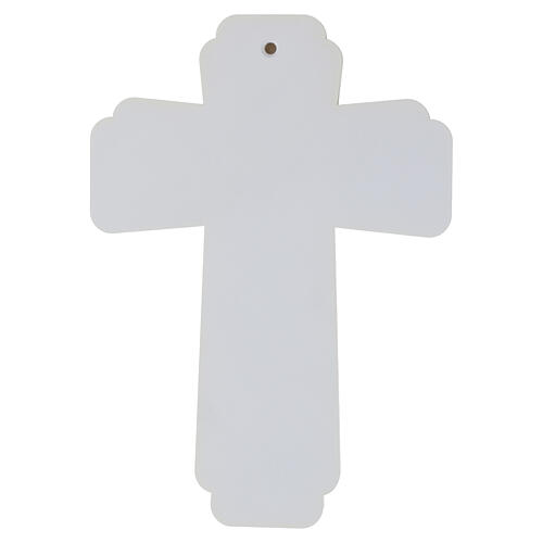 Crucifix mural en bois avec Christ stylisé blanc 45x35 cm 4
