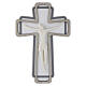 Crucifix mural en bois avec Christ stylisé blanc 45x35 cm s1