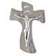 Tau wall crucifix in wood with stylised silver-finished Christ, 14x10 in s1