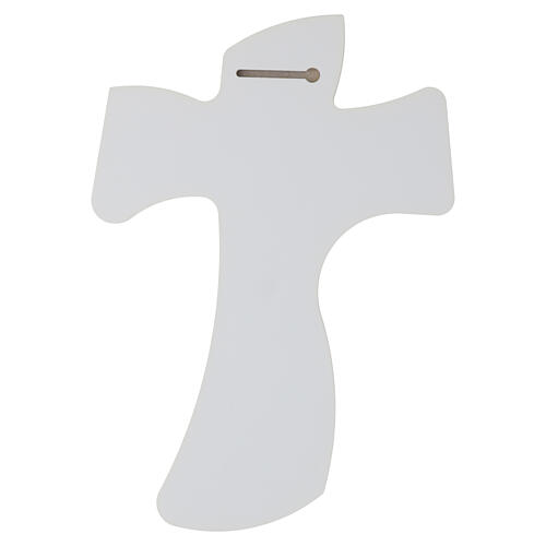 Wall Tau cross in wood with stylized silvered Christ, 35x25 cm 3