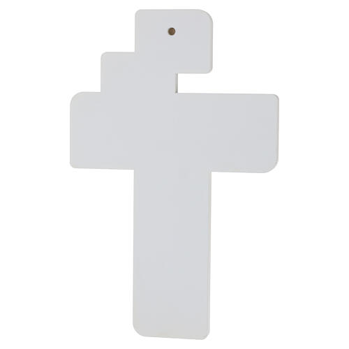Crucifix moderne en bois avec Christ stylisé blanc 25x15 cm 3