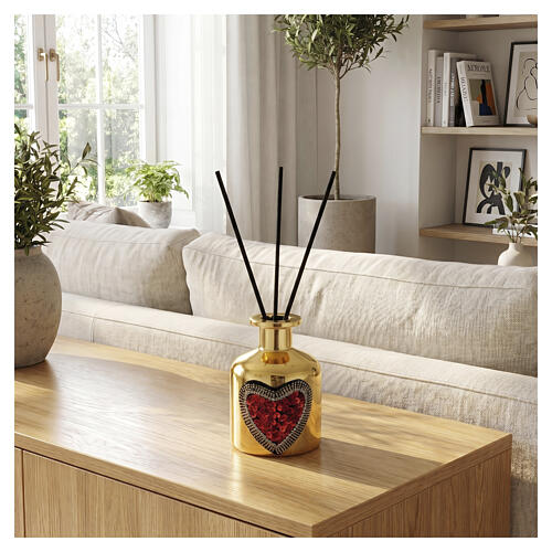 Souvenir de mariage diffuseur parfum doré avec cœur Bagutta 180 ml 2