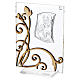 Quadretto Sacra Famiglia mod. Intarsio 10x7 cm vetro e legno s1