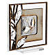 Recuerdo confirmación bilaminado plata y decoración madera sobre vidrio 10x10 cm s3