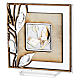 Bomboniera Cresima bilaminato argento e decoro legno su vetro 10x10 cm s1