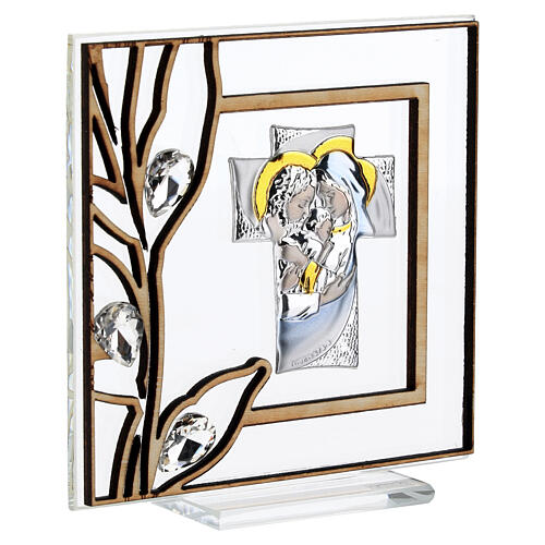 Quadro vetro con bilaminato Sacra Famiglia 10x10 cm mod. Royal 3