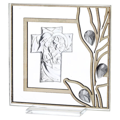 Quadro vetro con bilaminato Sacra Famiglia 10x10 cm mod. Royal 4