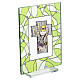 Cuadrito verde vidrio motivos bilaminado cruz Primera Comunión 10x7 cm s3