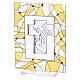 Quadretto bilaminato croce Angelo Custode 10x7 cm vetro decoro arancione s4