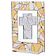 Sacra Famiglia vetro con bilaminato argento 20x15 cm decoro geometrico arancio s4
