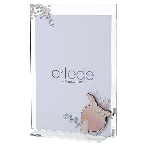 Portafoto vetro Cresima decoro floreale laterale 20x15 cm 1