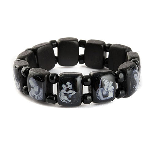 Holy bracelet Virgin Mary Jesus Saints images, black 7