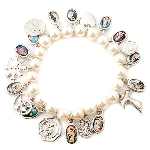 Silver pearl multi-image bracelet 1