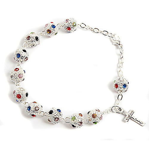 Metal and strass rosary bracelet 1