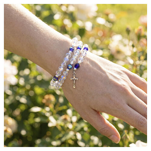 Pulseira terço vidro espiral transparente 2