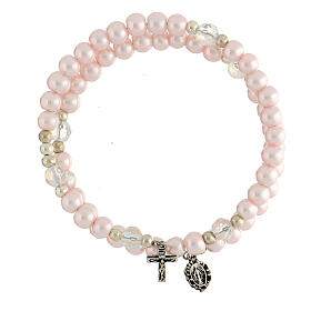 Spiralenförmiges Rosenkranz-Armband mit rosa Glasperlen