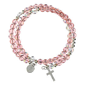 Spiralenförmiges Rosenkranz-Armband mit rosa Glasperlen