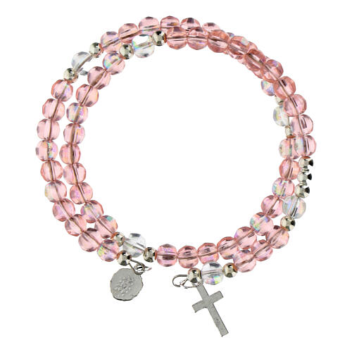 Spiralenförmiges Rosenkranz-Armband mit rosa Glasperlen 2