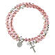 Bracciale rosario vetro molla rosa s2