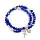 Pulsera rosario vidrio aro de memoria azul s1
