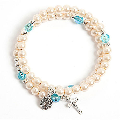White pearlettes spring bracelet 1