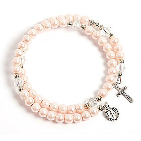 Pink pearlettes spring bracelet
