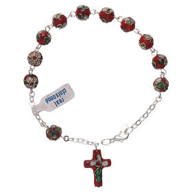 Red cloisonnè rosary bracelet