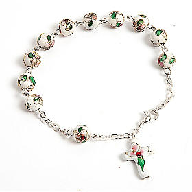 White cloisonnè rosary bracelet 8mm