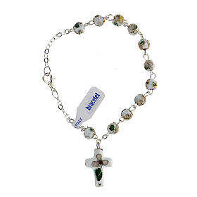 White cloisonnè rosary bracelet 6mm