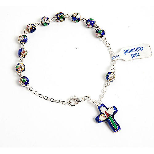 Dark blue cloisonnè rosary bracelet 1