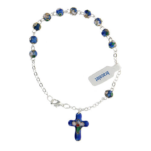 Blue cloisonnè rosary bracelet 1