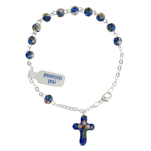 Blue cloisonnè rosary bracelet 2